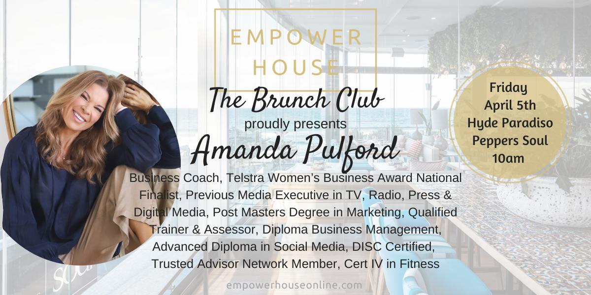 The Brunch Club presents Amanda Pulford. Friday April 5th, Hyde Paradiso, Surfers Paradise